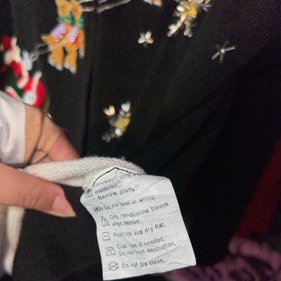 Victoria Jones Santa Sleigh Christmas Black V-Neck Cardigan Sweater Women's 2X - Picture 7 of 9